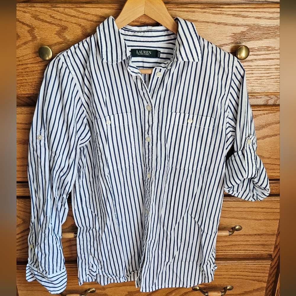 Lauren Ralph Lauren Striped Blue and White Shirt